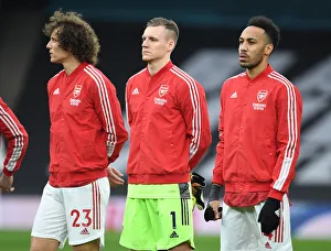 Arsenal's David Luiz, Bernd Leno, and Pierre-Emerick Aubameyang Prepare for Arsenal v Leeds United (2020-21)