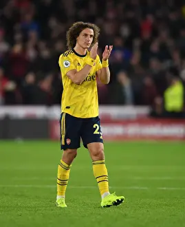 Arsenal's David Luiz Celebrates with Fans after Sheffield United Victory (2019-20)