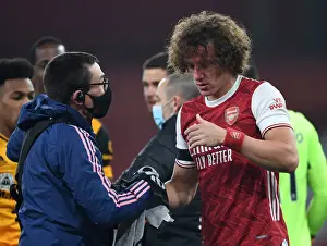 Arsenal's David Luiz Receives Medical Attention During Arsenal v Wolverhampton Wanderers, 2020-21 Premier League