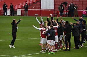 Arsenal v Brighton & Hove Albion 2020-21 Collection: Arsenal's David Luiz and Teammates Celebrate Hard-Fought Victory Over Brighton & Hove Albion