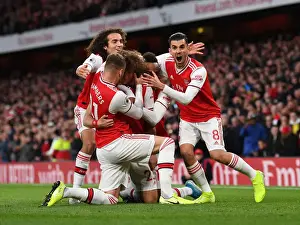 Arsenal's David Luiz and Teammates Celebrate Goals Against Crystal Palace (2019-20)