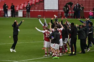 Arsenal's David Luiz and Teammates Celebrate Hard-Fought Victory Over Brighton & Hove Albion (2020-21 Premier League)