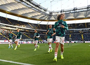 Eintracht Frankfurt v Arsenal 2019-20 Collection: Arsenal's David Luiz Warming Up Ahead of Eintracht Frankfurt Clash in Europa League Group F