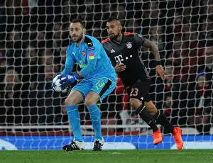 Arsenal V Bayern Munich 2016-17 Prints: Arsenal's David Ospina Faces Off Against FC Bayern Munich in UEFA Champions League 2016-17