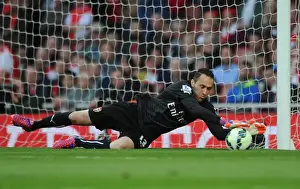 Arsenal's David Ospina: Focused in Action against Swansea City (2014/15)