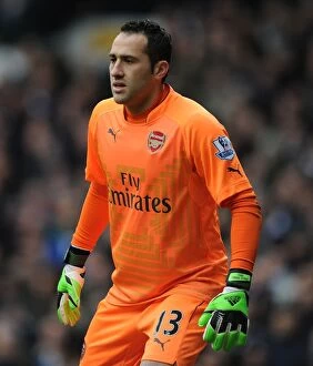 Tottenham Hotspur v Arsenal 2014-15 Collection: Arsenal's David Ospina Goes Head-to-Head with Tottenham Hotspur in Intense Premier League Showdown