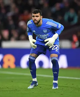 Arsenal's David Raya in Action at Aston Villa's Villa Park (Premier League 2023-24)