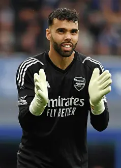 Arsenal's David Raya Reacts During Everton vs Arsenal Premier League Clash (2023-24)