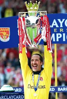 Arsenal's David Seaman Celebrates FA Barclaycard Premiership Title Win Against Everton, 2002