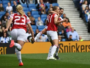 Brighton And Hove Albion Women V Arsenal Women 2018-19 Prints: Arsenal's Deadly Duo: Miedema and van de Donk in Action, Scoring Glory for the Gunners