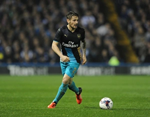 Sheffield Wednesday V Arsenal - Capital One Cup 2015-16 Prints: Arsenal's Debuchy in Action: Sheffield Wednesday vs Arsenal, Capital One Cup 2015-16