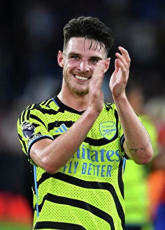 Images Dated 21st August 2023: Arsenal's Declan Rice Celebrates with Fans after Crystal Palace Victory, 2023-24 Premier League