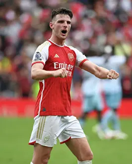 Arsenal's Declan Rice: Celebrating Premier League Victory Over Nottingham Forest (2023-24)