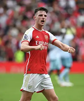 Arsenal's Declan Rice: Celebrating Premier League Victory Over Nottingham Forest (2023-24)