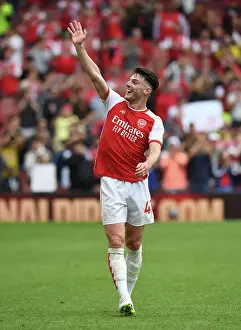 Arsenal's Declan Rice: Celebrating Premier League Victory Over Nottingham Forest (2023-24)
