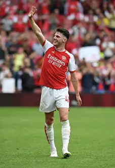 Arsenal's Declan Rice: Celebrating Premier League Victory Over Nottingham Forest (2023-24)