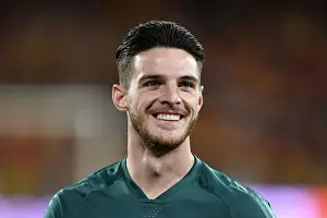 RC Lens V Arsenal 2023-24 Prints: Arsenal's Declan Rice Reacts Ahead of RC Lens Clash in UEFA Champions League Group Stage