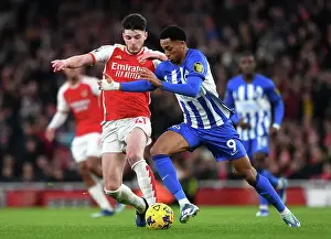 Arsenal V Brighton And Hove Albion 2023-24 Prints: Arsenal's Declan Rice Tackles Joao Pedro in Premier League Clash Against Brighton & Hove Albion (2023-24)