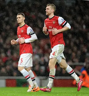 Arsenal V Chelsea 2013-14 Prints: Arsenal's Defensive Duo: Vermaelen and Mertesacker in Action (Arsenal vs)