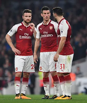 Arsenal V West Bromwich Albion 2017-18 Prints: Arsenal's Defensive Trio: Mustafi