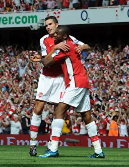 Diaby Abou Prints: Arsenal's Diaby and van Persie Celebrate Second Goal Against Portsmouth (4-1)