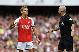 Images Dated 26th August 2023: Arsenal's Disallowed Goal: Odegaard's Frustration Against Fulham in 2023-24 Premier League