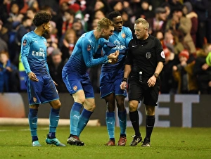 Nottingham Forest V Arsenal FA Cup 3rd Round 2017-18 Prints: Arsenal's Dispute with the Referee: Nottingham Forest vs Arsenal