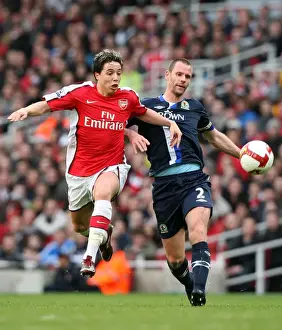 Arsenal V Blackburn Rovers 2008-9 Prints: Arsenal's Dominance: Samir Nasri Scores Twice as Arsenal Thrash Blackburn 4-0 in Premier League