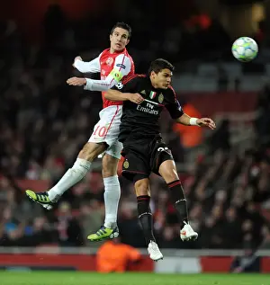 Arsenal V AC Milan 2011-12 Prints: Arsenal's Dominant Display: RvP's Hat-trick Leads to 3-0 UEFA Champions League Victory over AC Milan