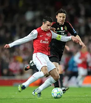 Arsenal V AC Milan 2011-12 Prints: Arsenal's Dominant Performance: RvP Scores Twice as Arsenal Crushes AC Milan 3-0 in UEFA Champions League