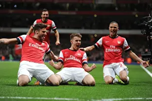 Arsenal V Liverpool 2013-14 Prints: Arsenal's Double Celebration: Ramsey and Giroud Score Against Liverpool (2013-14)