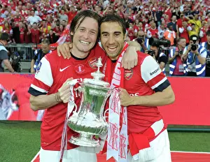 Arsenal's Double Celebration: Rosicky and Flamini's Jubilant FA Cup Victory Moment