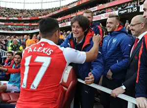 Arsenal V Aston Villa 2015-16 Prints: Arsenal's Double Delight: Sanchez and Rosicky Celebrate Goals vs