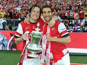 Arsenal V Hull City - FA Cup Final 2014 Prints: Arsenal's Double Victory: Rosicky and Flamini's Jubilant FA Cup Celebration