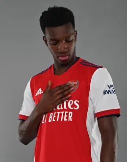 Arsenal Photocall 2021-22 Prints: Arsenal's Eddie Nketiah at 2021-22 Team Photocall