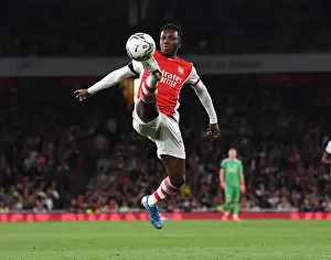 Arsenal's Eddie Nketiah in Action during Carabao Cup Clash vs AFC Wimbledon