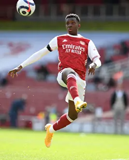 Arsenal's Eddie Nketiah in Action against Fulham during Empty Emirates Stadium Premier League Game, April 2021
