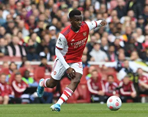 Arsenal's Eddie Nketiah in Action Against Manchester United, Premier League 2021-22 (Emirates Stadium)