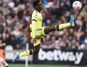 West Ham United V Arsenal 2021-22 Prints: Arsenal's Eddie Nketiah in Action: Thrilling Premier League Showdown against West Ham United