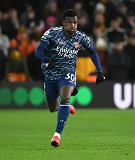 Arsenal's Eddie Nketiah in Action against Wolverhampton Wanderers in Premier League Clash