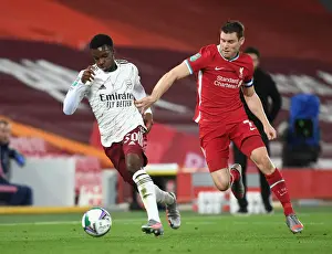 Arsenal's Eddie Nketiah Breaks Past Liverpool's Milner in Empty Anfield - Carabao Cup 2020-21