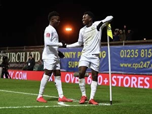 Images Dated 9th January 2023: Arsenal's Eddie Nketiah and Bukayo Saka Celebrate Goals in FA Cup Victory over Oxford United