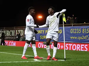 Oxford United V Arsenal - FA Cup 2023 Prints: Arsenal's Eddie Nketiah and Bukayo Saka Celebrate Goals in FA Cup Victory over Oxford United