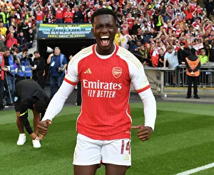 Arsenal's Eddie Nketiah Celebrates Community Shield Victory over Manchester City (2023-24)