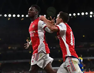 Arsenal's Eddie Nketiah Celebrates Third Goal Against AFC Wimbledon in Carabao Cup