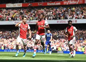 Arsenal's Eddie Nketiah Celebrates Goal Against Leeds United in 2021-22 Premier League