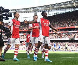Images Dated 8th May 2022: Arsenal's Eddie Nketiah Celebrates Second Goal Against Leeds United in 2021-22 Premier League