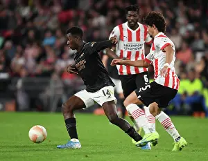 Arsenal's Eddie Nketiah in Europa League Action against PSV Eindhoven