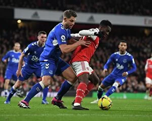 Images Dated 1st March 2023: Arsenal's Eddie Nketiah Faces Off Against Everton's James Tarkowski in Premier League Clash
