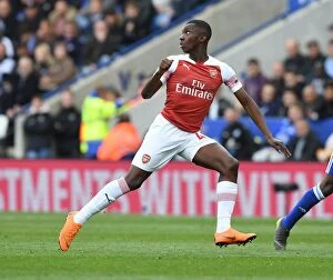 Leicester City v Arsenal 2018-19 Collection: Arsenal's Eddie Nketiah Faces Off Against Leicester City in Premier League Clash